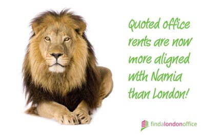 Quoted office rents are now more aligned with Narnia than London!